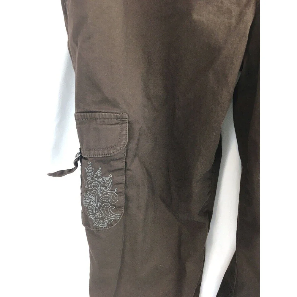 Title Nine 9 Women Size 4 Bown Pants‎ Embroidery Pockets Cotton - Picture 2 of 5